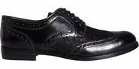 Black Leather Floral Lace Dress Formal Shoes 4