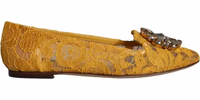 Mustard Lace Crystal Ballet Flats Loafer Shoes 3