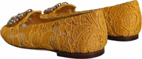 Mustard Lace Crystal Ballet Flats Loafer Shoes 5