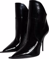 Black Patent Leather Pointed Ankle Boots Shoes 2