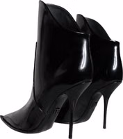 Black Patent Leather Pointed Ankle Boots Shoes 3