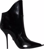Black Patent Leather Pointed Ankle Boots Shoes 4