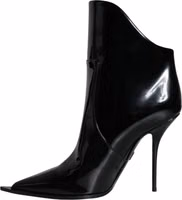 Black Patent Leather Pointed Ankle Boots Shoes 5