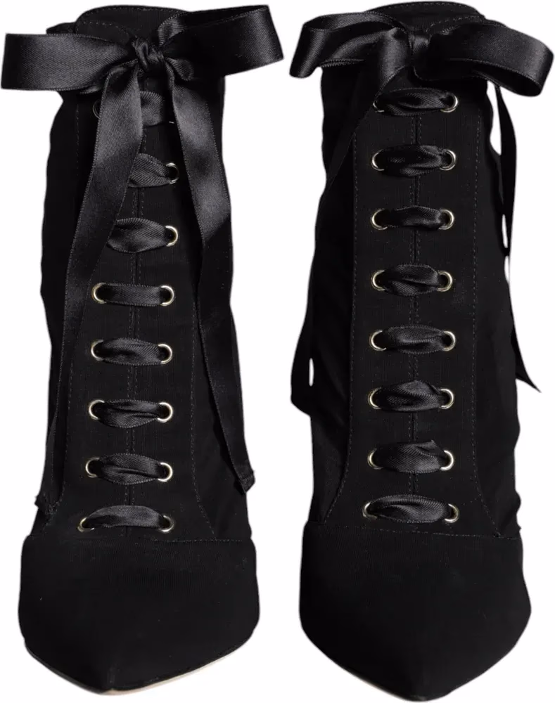 Black Jersey Stretch Ankle Booties Shoes