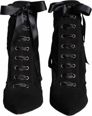 Black Jersey Stretch Ankle Booties Shoes