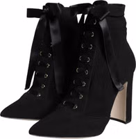 Black Jersey Stretch Ankle Booties Shoes 2