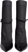 Black Leather Stilettos Booties Socks Shoes 1