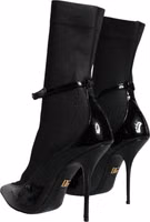 Black Leather Stilettos Booties Socks Shoes 3