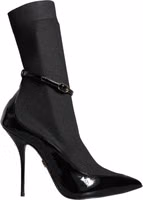 Black Leather Stilettos Booties Socks Shoes 4