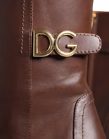 Brown Leather Heels Mid Calf Boots Shoes 4