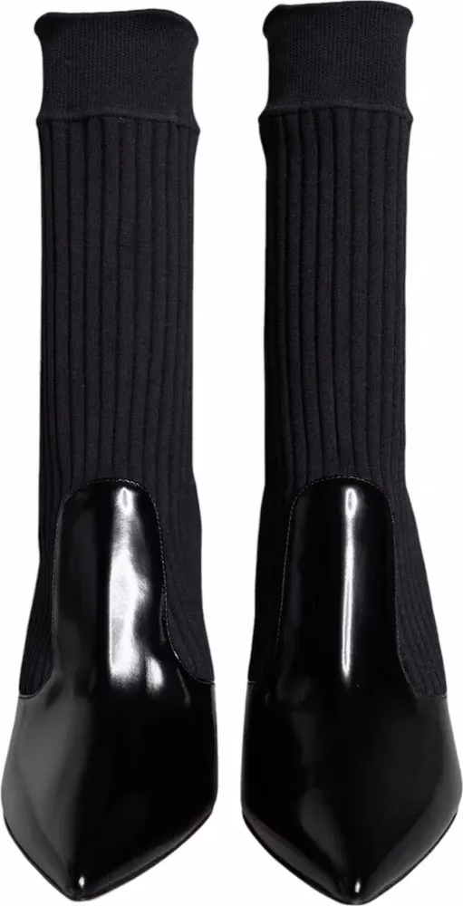 Black Stretch Stilettos Booties Socks Shoes