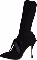 Black Stiletto Heels Mid Calf Boots Shoes 4
