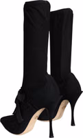 Black Stiletto Heels Mid Calf Boots Shoes 5