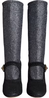 Black Crystal Mary Janes Booties Shoes 1
