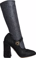 Black Crystal Mary Janes Booties Shoes 4