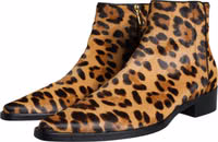 Brown Leopard Calf Fur Ankle Boots Shoes 2