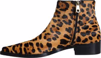 Brown Leopard Calf Fur Ankle Boots Shoes 4