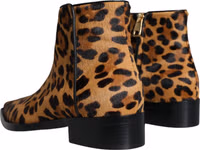 Brown Leopard Calf Fur Ankle Boots Shoes 5