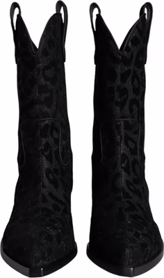 Black Gray Leopard Cowboy Boots Shoes