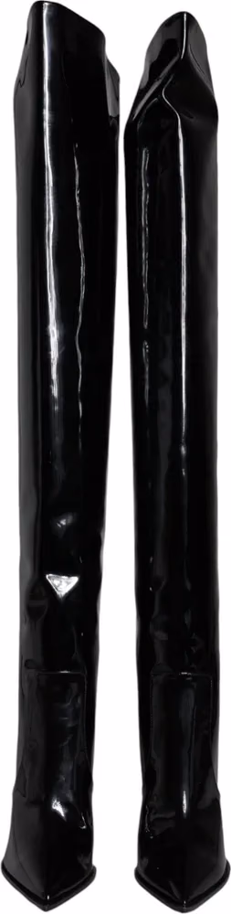 Black Patent Leather Knee High Boots Shoes
