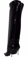 Black Patent Leather Knee High Boots Shoes 3