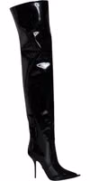 Black Patent Leather Knee High Boots Shoes 4