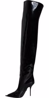 Black Patent Leather Knee High Boots Shoes 5