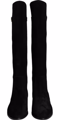 Black Suede Leather Knee High Boots Shoes