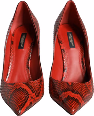 Red Leather Stiletto High Heels Pumps Shoes