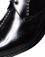 Black Leather Crystal Dress Formal Shoes 1