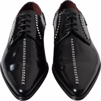 Black Leather Crystal Dress Formal Shoes 3