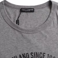 Gray Graphic Print Cotton Round Neck T-shirt 1