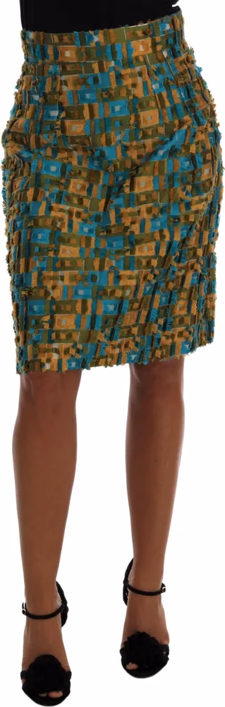 Multicolor Jacquard Straight Pencil Skirt