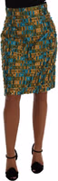 Multicolor Jacquard Straight Pencil Skirt 1