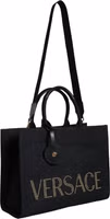 Black Top Handle Canvas Leather Logo Crossbody Tote Bag 2
