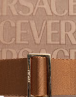 Brown Top Handle Jacquard Leather Logo Crossbody Tote Bag 3