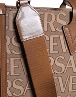 Brown Top Handle Jacquard Leather Logo Crossbody Tote Bag 5