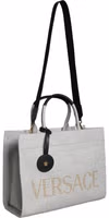 White Top Handle Canvas Leather Logo Crossbody Tote Bag 2