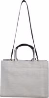 White Top Handle Canvas Leather Logo Crossbody Tote Bag 3