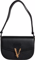 Black Grainy Calf Leather Logo Crossbody Shoulder Bag 1