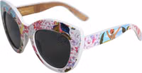 Multicolor Wood Crystal Brass Frame Floral Hand Paint Sunglasses 2