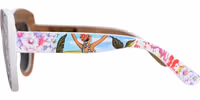 Multicolor Wood Crystal Brass Frame Floral Hand Paint Sunglasses 5