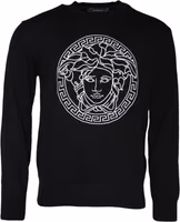 Black Medusa Embroidery Crew Neck Pullover Sweater 1