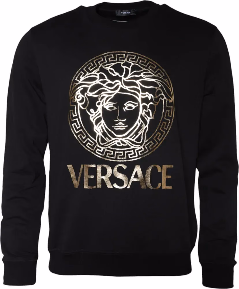 Black Medusa Fleece Cotton Crew Neck Sweatshirt Sweater
