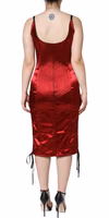Red Bustier Corset Lace Bodycon Midi Dress 3