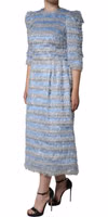 Light Blue Silver Jacquard A-line Midi Dress 2