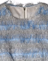 Light Blue Silver Jacquard A-line Midi Dress 5