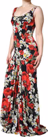 Black Floral Silk Sleeveless Long Gown Dress 2