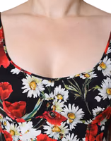 Black Floral Silk Sleeveless Long Gown Dress 4