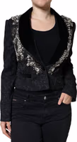 Black Jacquard Crystal Floral Jacket Blazer 1
